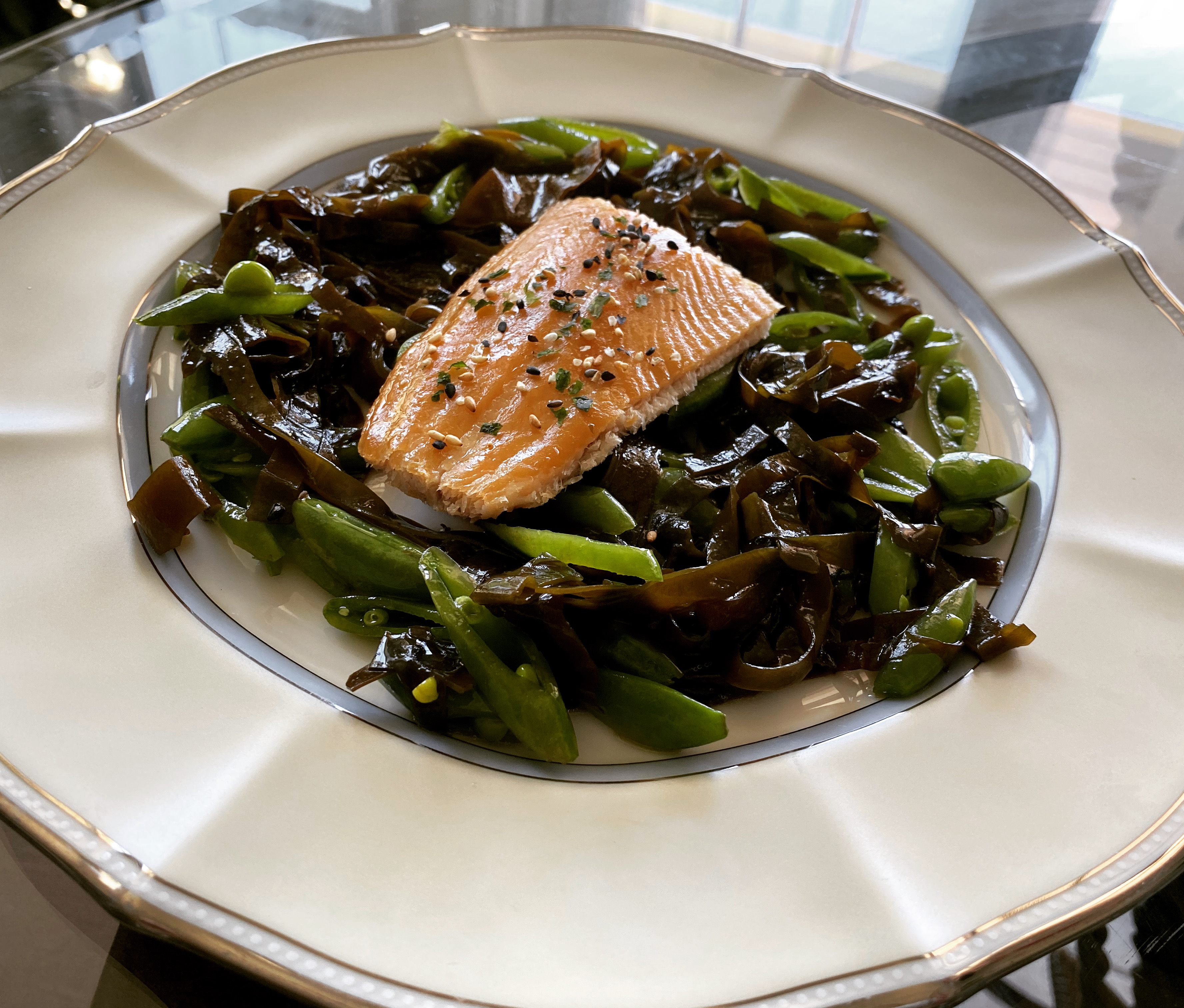 Smoked Trout Salad With Marinated Snap Peas And Kombu